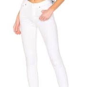 AG Adriano Goldschmied The Isabel White High Rise Straight Cropped Jeans Sz 25